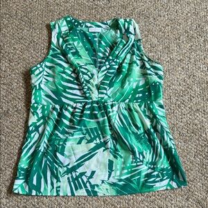 New York & Company Tropical Green Sleeveless Blouse